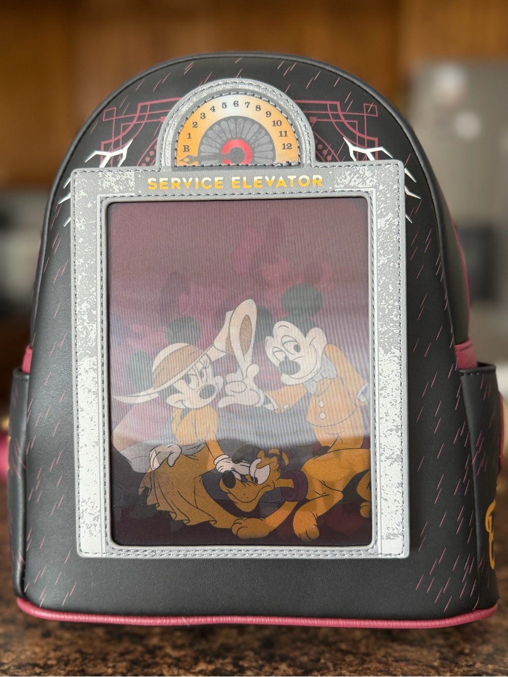 Loungefly Black and Pink 'Service Elevator' Character Mini Backpack